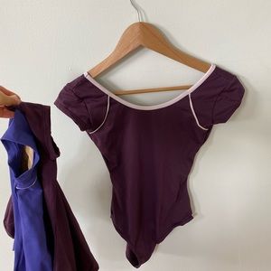 Purple cap-sleeve leotard